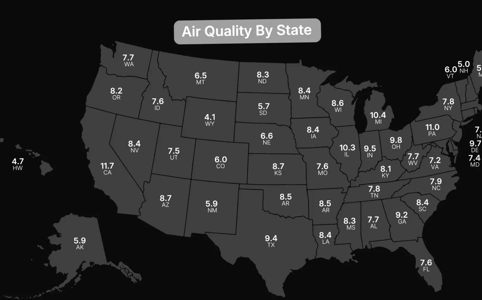 Невидима загроза: рейтинг якості повітря у штатах США.