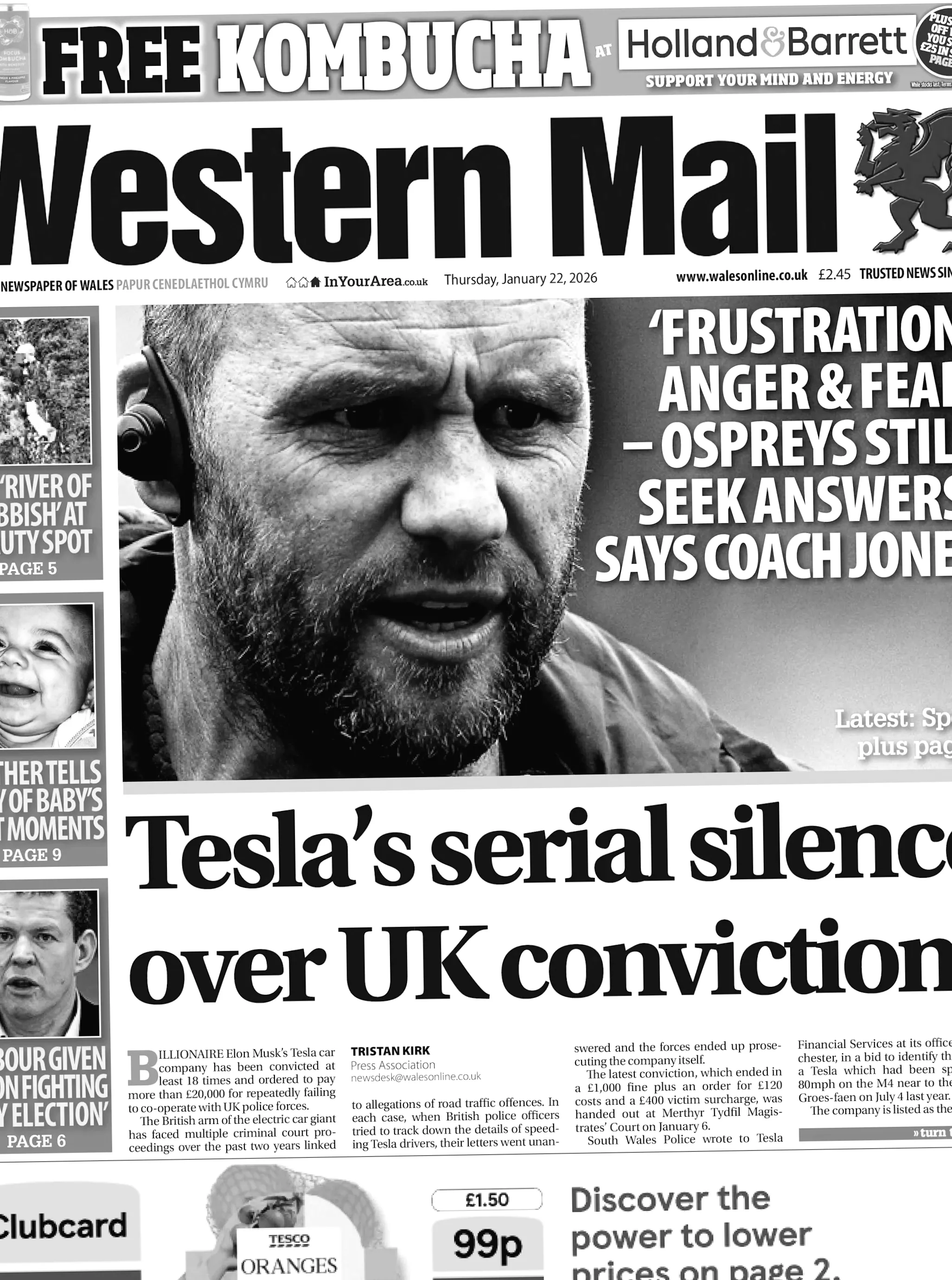 Проблеми з Tesla та поштовою доставкою у газетах Вельсу