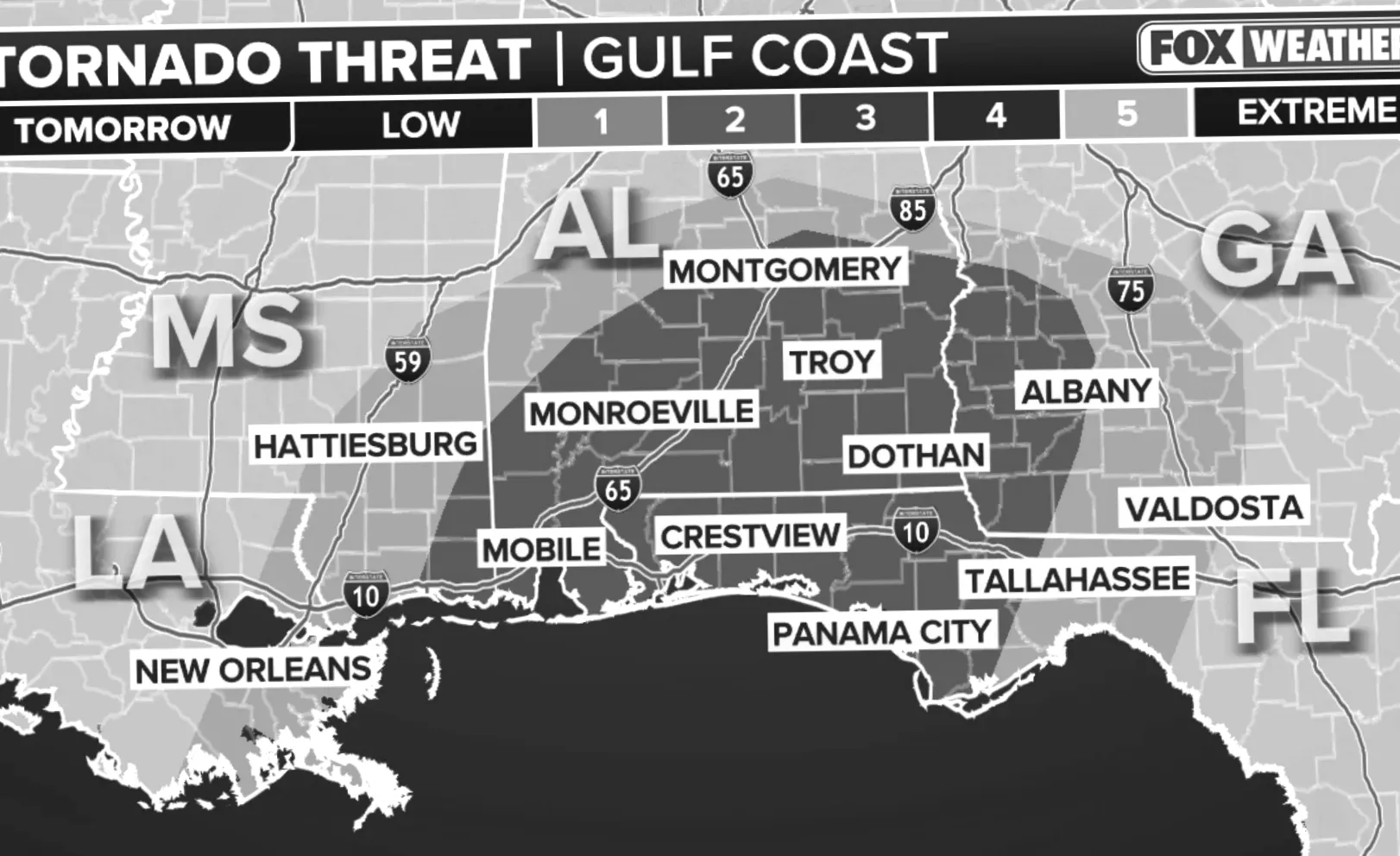 Можливі торнадо на Південному Сході через інтенсивну зимову бурю
