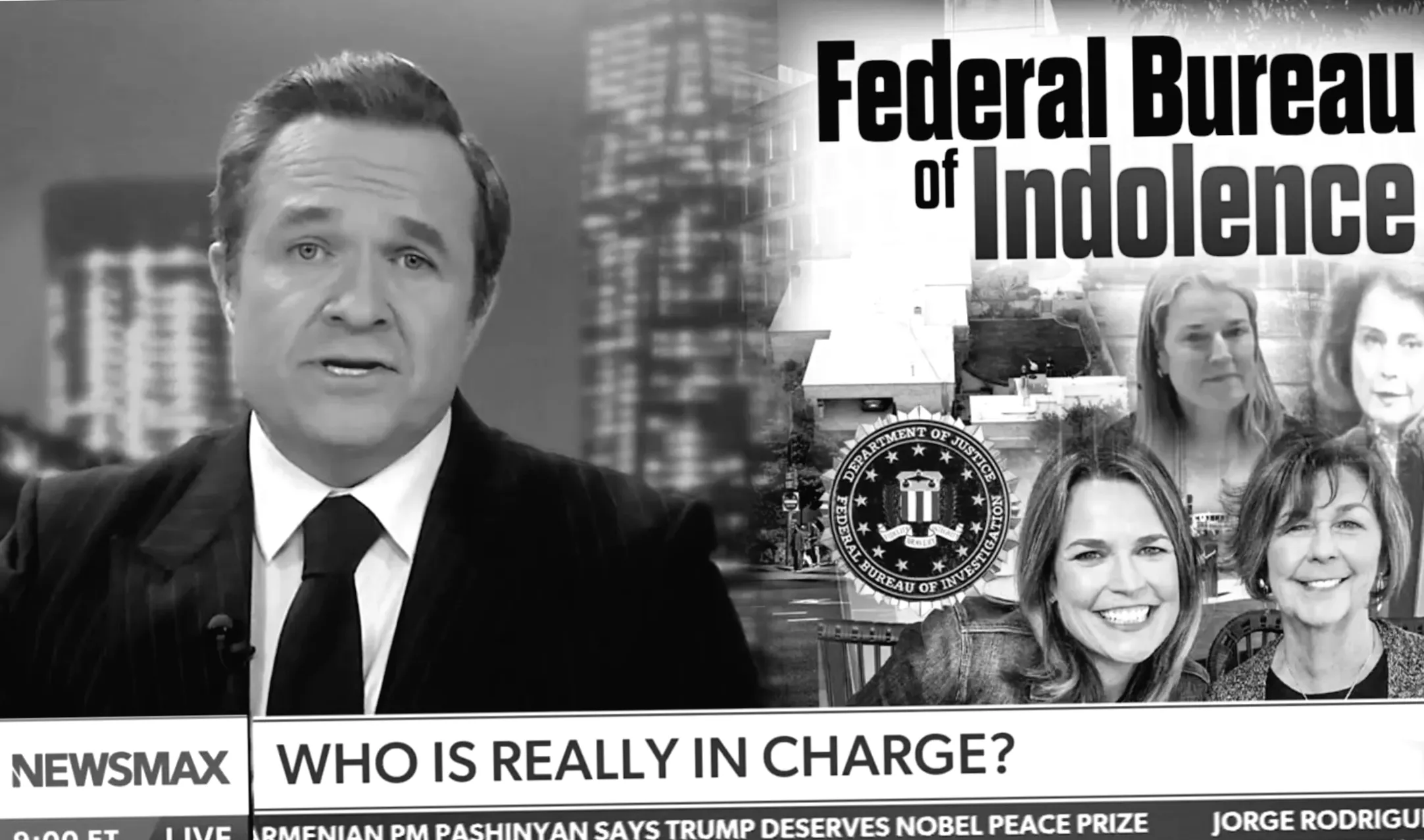 Ведучий Newsmax критикує "Федеральне бюро бездіяльності" Трампа, звинувачує ФБР у "бездіяльності" через "неохіть до роботи"